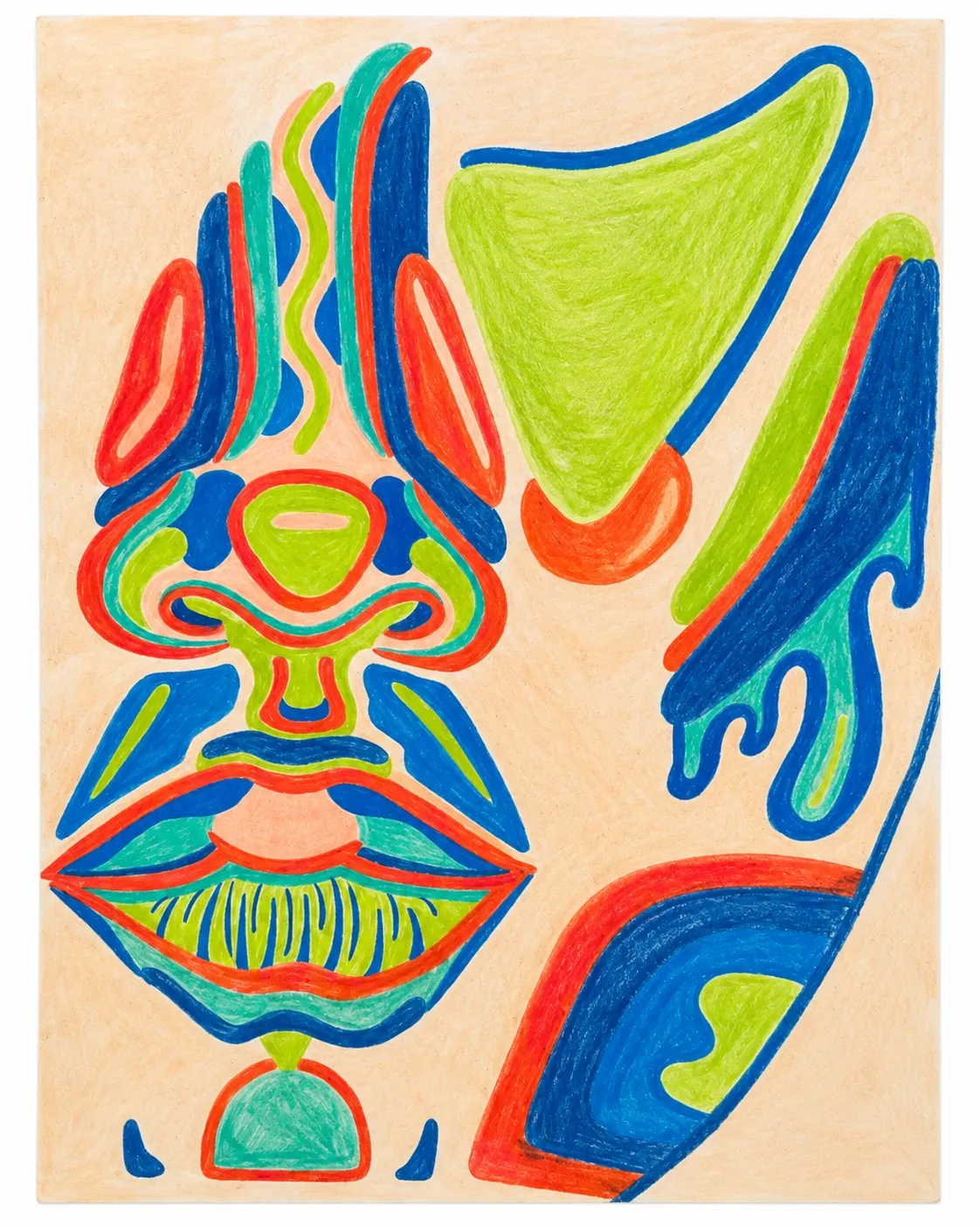 Abstract brightly colored face study by Sophie Kroeker