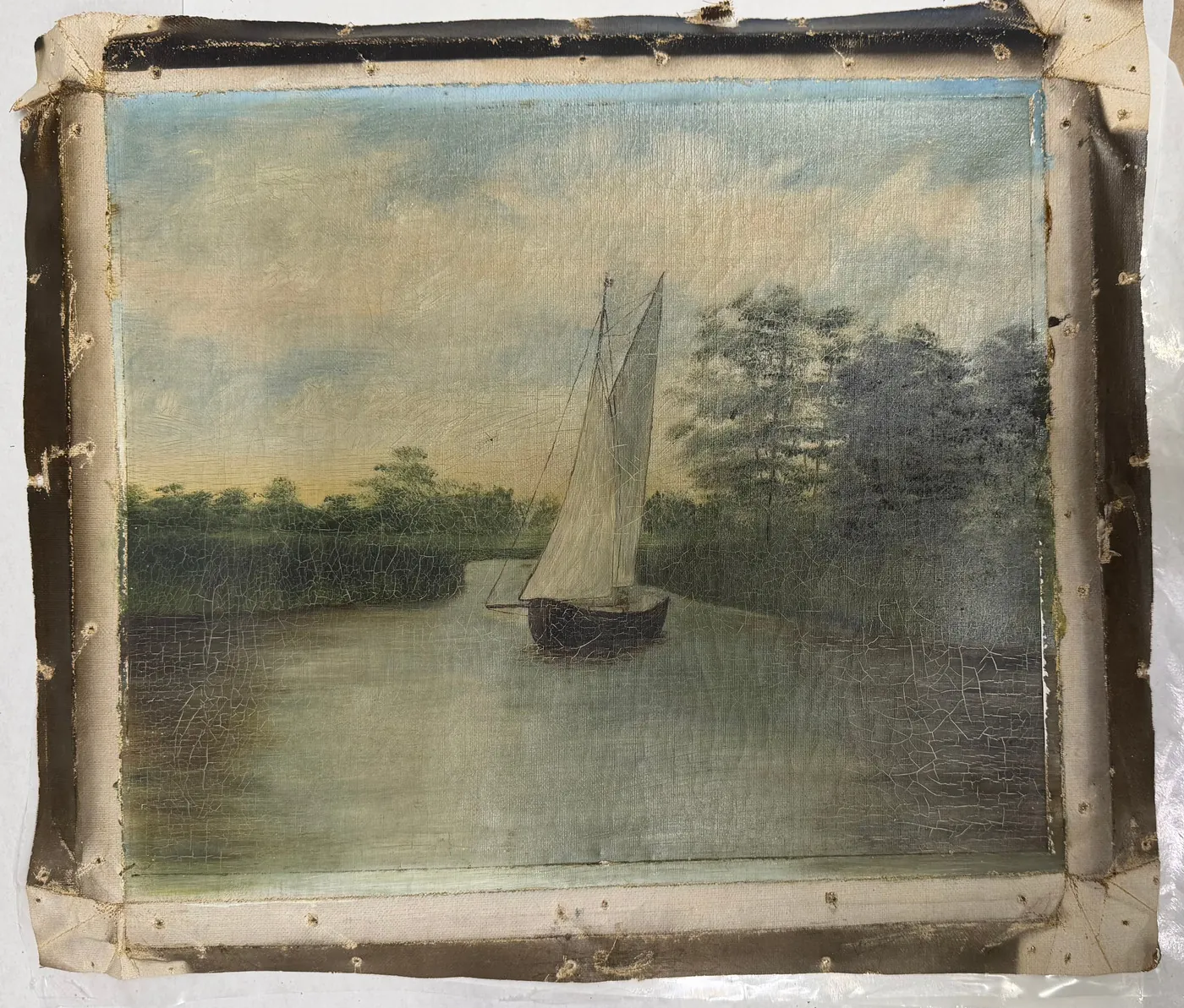 Boat Painting conservation treatment documentation, image 4