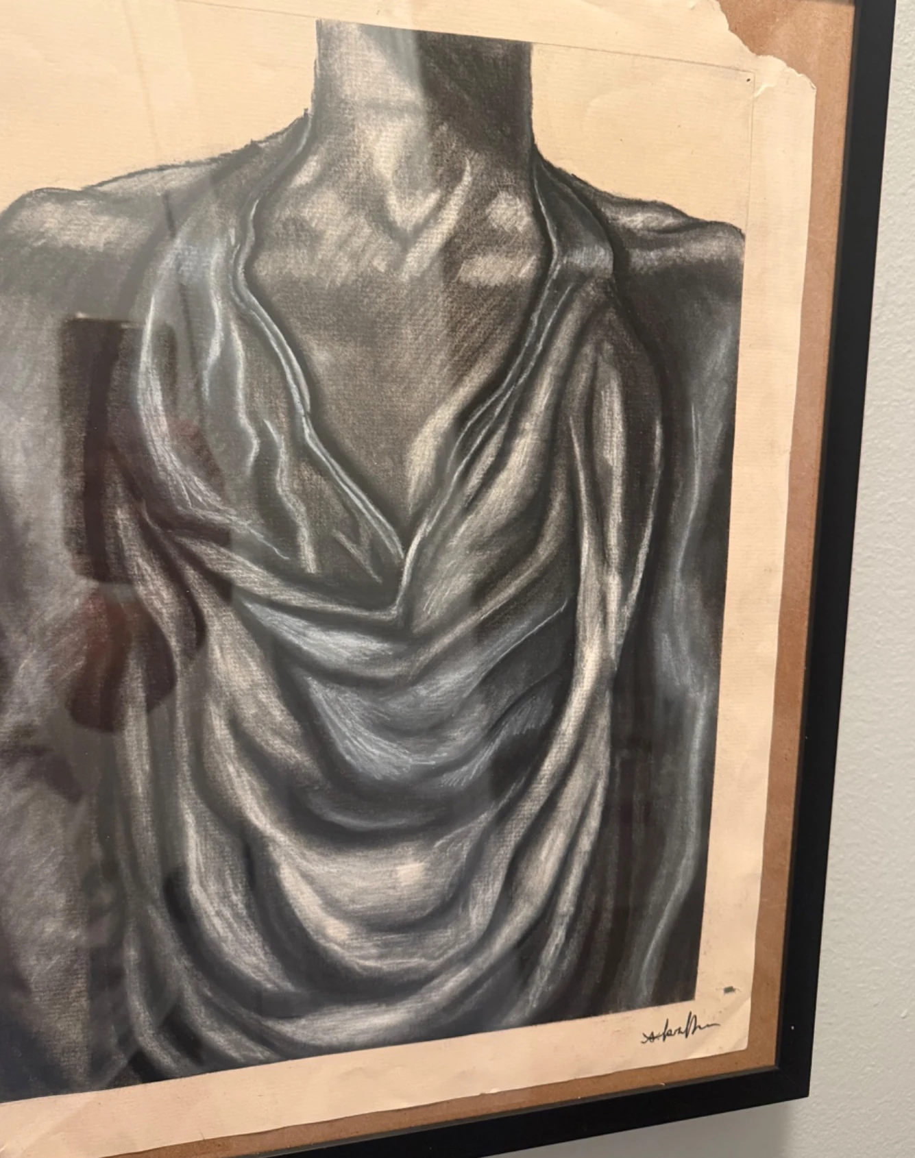 Charcoal drapery torso study by Sophie Kroeker